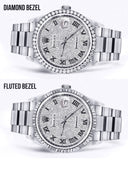 Diamond Mens Rolex Datejust Watch 16200  | 36MM | Full Diamond Roman Dial | Oyster Band