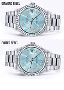 Diamond Mens Rolex Datejust Watch 16200 | 36Mm | Light Blue Roman Numeral Dial | Oyster Band