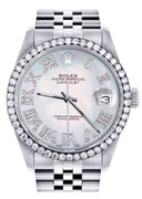 Diamond Mens Rolex Datejust Watch 16200 | 36Mm | Light Blue Mother Of Pearl Roman Numeral Dial | Jubilee Band