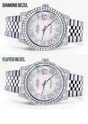 Diamond Mens Rolex Datejust Watch 16200 | 36Mm | Light Blue Mother Of Pearl Roman Numeral Dial | Jubilee Band