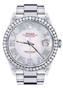 Diamond Mens Rolex Datejust Watch 16200 | 36Mm | Light Blue Mother Of Pearl Roman Numeral Dial | Oyster Band