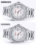 Diamond Mens Rolex Datejust Watch 16200 | 36Mm | Light Blue Mother Of Pearl Roman Numeral Dial | Oyster Band
