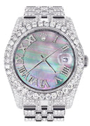 Iced Out Rolex Datejust 36 MM | Stainless Steel | 16.5 Carats of Diamonds | Mother of Pearl Roman Diamond Dial | Jubilee Band | Model 116200