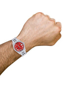 Diamond Mens  Rolex Datejust Watch 16200 | 36Mm | Red Roman Numeral Dial | Oyster Band