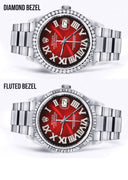 Diamond Mens Rolex Datejust Watch 16200 | 36Mm | Red Black Roman Numeral Dial | Oyster Band