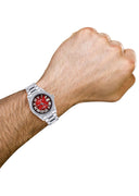 Diamond Mens Rolex Datejust Watch 16200 | 36Mm | Red Black Roman Numeral Dial | Oyster Band