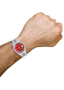 Diamond Mens Rolex Datejust Watch 16200 | 36Mm | Diamond Red Mother Of Pearl Roman Numeral Dial | Oyster Band