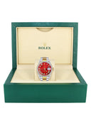 Gold & Steel Rolex Datejust Watch 16233 for Men  | 36Mm | Diamond Red Roman Dial | Oyster Band