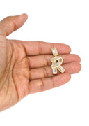 14K Yellow Gold Letter "R" Baguette Diamond Necklace | 2.01 Carats