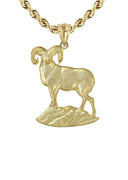 10K Yellow Gold Rope Chain & Gold Ram Pendant | Appx. 13.8 Grams