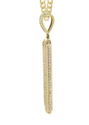 10K Yellow Gold Chain & Cz Razor Blade Pendant | Appx. 17 Grams
