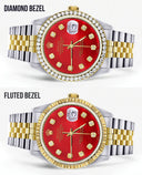 Gold & Steel Rolex Datejust Watch 16233 for Men | 36Mm | Diamond Red Mother Of Pearl Dial | Jubilee Band