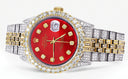 Iced Out Rolex Datejust 36 MM | Two Tone | 10 Carats of Diamonds | Red Diamond Dial