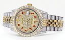 Iced Out Rolex Datejust 36 MM | Two Tone | 10 Carats of Diamonds | Full Diamond Red Arabic Dial