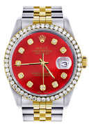 Gold & Steel Rolex Datejust Watch 16233 for Women | 36Mm | Diamond Red Mother Of Pearl Dial | Jubilee Band