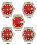Gold & Steel Rolex Datejust Watch 16233 for Women | 36Mm | Diamond Red Mother Of Pearl Dial | Jubilee Band