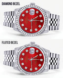 Diamond Mens Rolex Datejust Watch 16200 | 36Mm | Red Diamond Dial | Jubilee Band