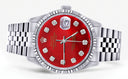 Mens Rolex Datejust Watch 16200  | 36Mm | Red Dial | Jubilee Band