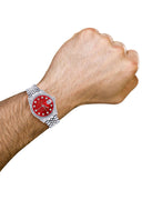 Mens Rolex Datejust Watch 16200  | 36Mm | Red Dial | Jubilee Band