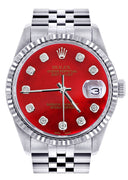 Womens Rolex Datejust Watch 16200  | 36Mm | Red Dial | Fluted Bezel | Jubilee Band
