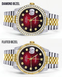 Gold Rolex Datejust Watch 16233 for Men | 36Mm | Red Dial | Jubilee Band