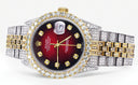 Iced Out Rolex Datejust 36 MM | Two Tone | 10 Carats of Diamonds | Red Black Diamond Dial