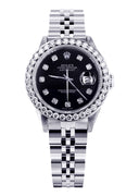 Rolex Datejust 36 MM with 4 Carat Diamond Bezel and Black Diamond Dial