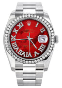 New Style | Rolex Datejust Watch | 36Mm | Red Roman Mother of Pearl Dial | Oyster Band