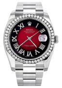 New Style | Rolex Datejust Watch | 36Mm | Red Black Roman Dial | Oyster Band