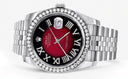 New Style | Hidden Clasp | Diamond Rolex Datejust Watch | 36Mm | Diamond Red Roman Numeral Dial | Jubilee Band