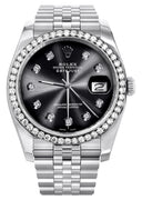 New Style | Hidden Clasp | Diamond Rolex Datejust Watch | 36Mm | Graphite Diamond Dial | Jubilee Band