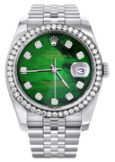 New Style | Hidden Clasp | Diamond Rolex Datejust Watch | 36Mm | Green Diamond Mother Of Pearl Dial | Jubilee Band