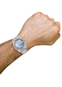 New Style | Hidden Clasp | Diamond Rolex Datejust Watch | 36Mm | Blue Mother Of Pearl Roman Numeral Dial | Jubilee Band