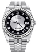 New Style | Hidden Clasp | Diamond Rolex Datejust Watch | 36MM | Tuxedo Diamond Dial | Jubilee Band