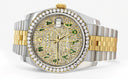 New Style | Hidden Clasp | Diamond Gold Rolex Watch For Men | 36Mm | Custom Green Arabic Full Diamond Dial | Jubilee Band