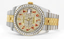 New Style | Hidden Clasp | Diamond Gold Rolex Watch For Men | 36Mm | Custom Red Arabic Full Diamond Dial | Jubilee Band