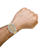 New Style | Hidden Clasp | Diamond Gold Rolex Watch For Men | 36Mm | Custom Red Arabic Full Diamond Dial | Jubilee Band