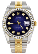 New Style | Hidden Clasp | Diamond Gold Rolex Watch For Men | 36Mm | Blue Dial | Jubilee Band