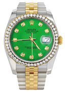 New Style | Hidden Clasp | Gold Rolex Datejust Watch | 36Mm | Green Dial | Jubilee Band