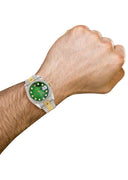 New Style | Hidden Clasp | Diamond Rolex Datejust Two Tone | 36MM | Green Diamond Mother Of Pearl Dial | Jubilee Band