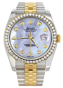 New Style | Hidden Clasp | Two Tone Rolex Datejust Watch | 36Mm | Mother of Pearl Dial | Jubilee Band