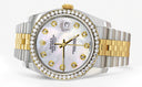 New Style | Hidden Clasp | Diamond Gold Rolex Watch For Men | 36Mm | White Mother Of Pearl  | Jubilee Band