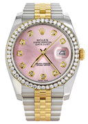 New Style | Hidden Clasp | Gold Rolex Datejust Watch | 36Mm | Pink Dial | Jubilee Band