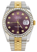 New Style | Hidden Clasp | Diamond Rolex Datejust Watch | 36Mm | Purple Dial | Jubilee Band