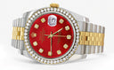 New Style | Hidden Clasp | Gold & Steel Rolex Datejust Watch | 36Mm | Diamond Red Mother Of Pearl Dial | Jubilee Band