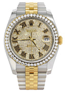 New Style | Hidden Clasp | Diamond Gold Rolex Watch For Men | 36MM | Full Diamond Roman Dial | Jubilee Band
