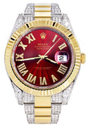 Diamond Rolex Datejust II 41 MM | Stainless Steel & 18K Yellow Gold | Custom Diamond Dial | 7 Carats