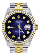 Diamond Gold Rolex Watch For Men 16233 | 36Mm | Blue Dial | Jubilee Band