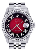 Diamond Mens Rolex Datejust Watch 16200 | 36Mm | Diamond Red Roman Numeral Dial | Jubilee Band