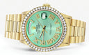 Rolex Day-Date | Presidential | 18K Yellow Gold | Diamond Bezel | Light Green Diamond Roman